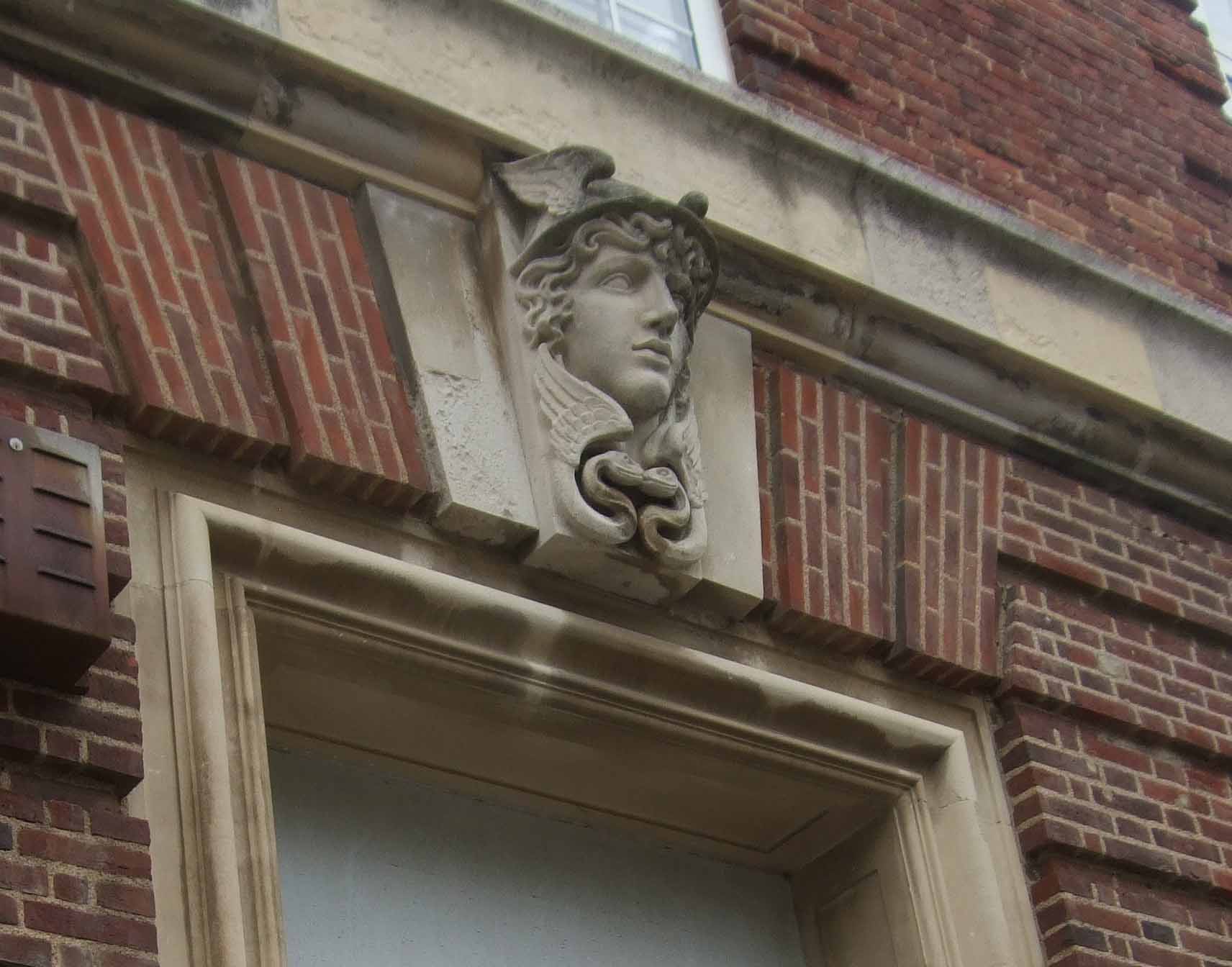 Mercury figure on the (empty) Post Office building