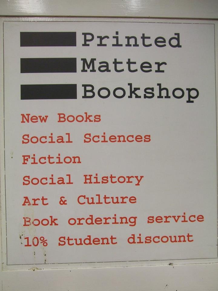 Printed Matter Bookshop sign
