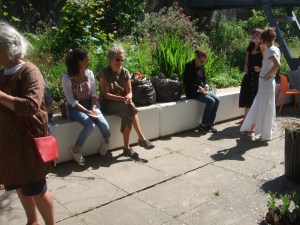 Chatting in the garden