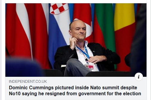 Dominic Cummings pictured inside a Nato summit he wasn't supposed to be at