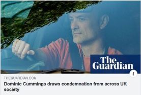 Newspaper headline: 'Cummings draws condemnation from across UK society