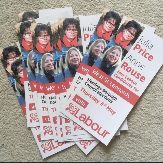 Campaign leaflets: Julia Price, Anne Rouse, Your Labour Candidates for West St Lenoards, Hastings Borough Council Elections Thursday 3rd May