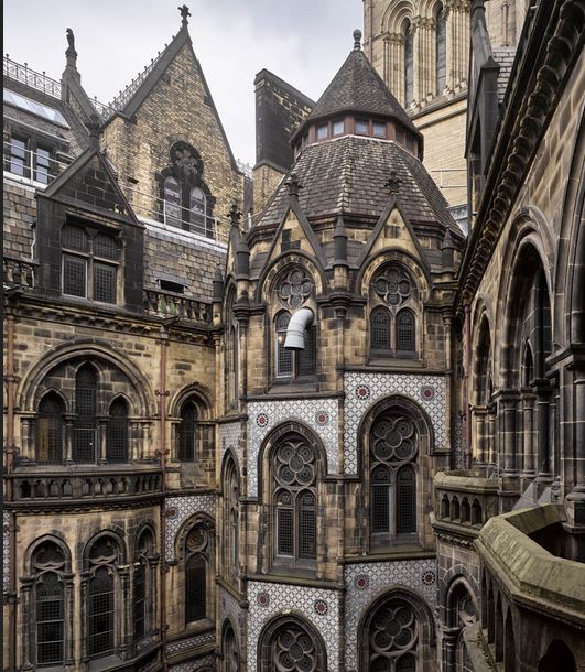 Complex roof tops and elevations of Manchester