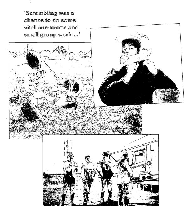 Images of group activities. 'Scrambling was a chance to do some vital one-to-one and small group work ...'