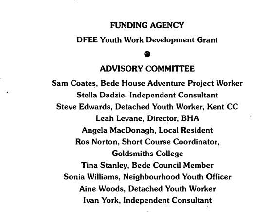 The Team: DFEE grant, advisory committee