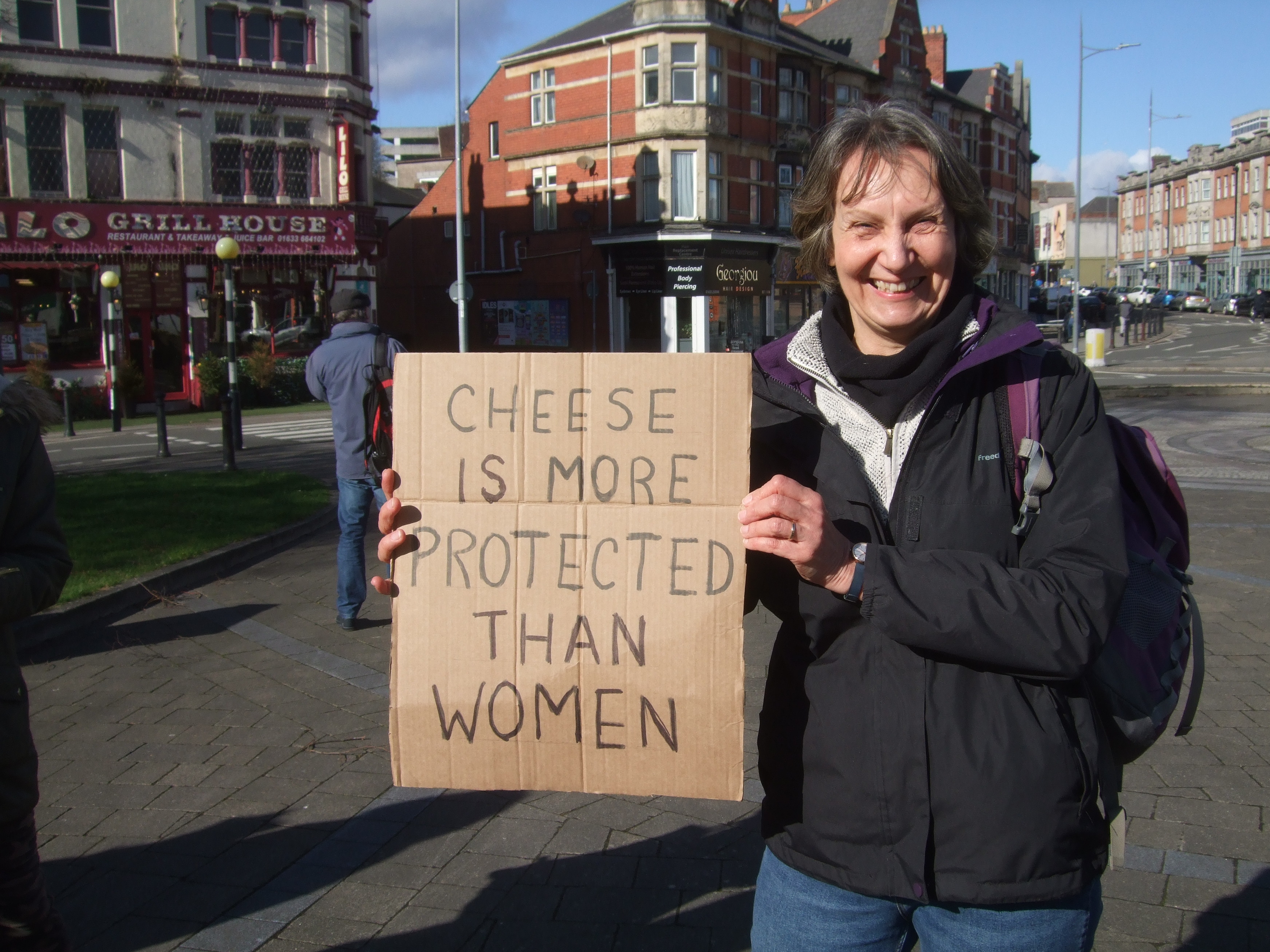 Newport banners: cheese is more protected than women