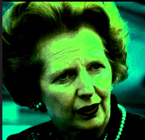 Margaret Thatcher tinted green