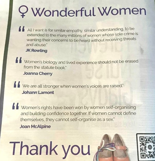 Wonderful women ad, featuring JKRowling, Joanna Cherry, Johann Lamont, Joan McAlpine