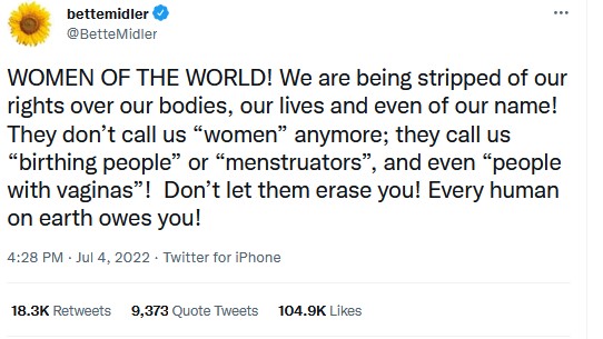 Bette Midler's tweet