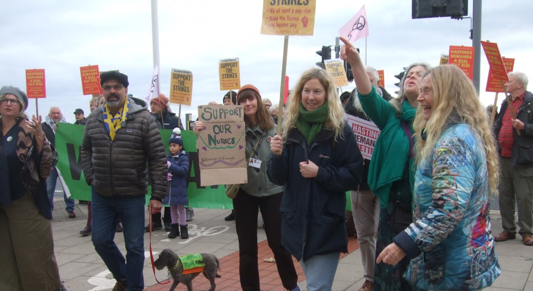 Marching on the seafront