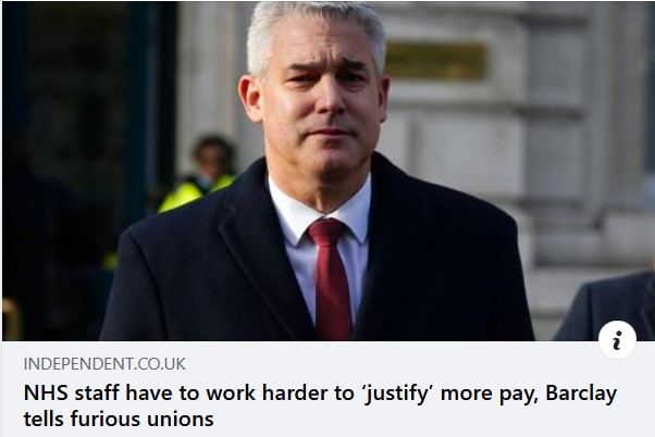 Tory minister thinks NHS staff must work harder