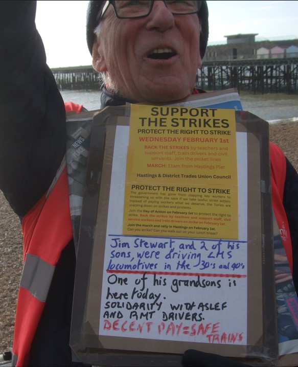 ASLEF support placard