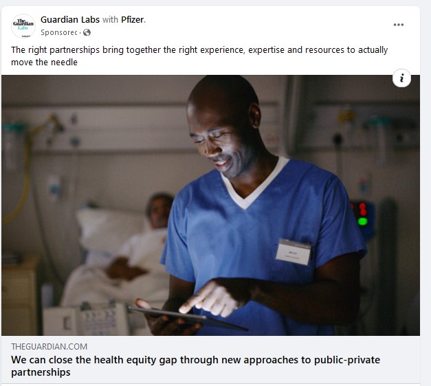 Facebook ad - Guardian Labs with Pfizer