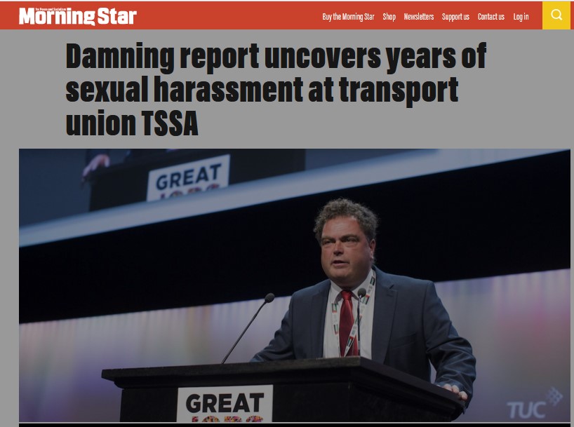 Morning Star article about sexual harassment at TSSA