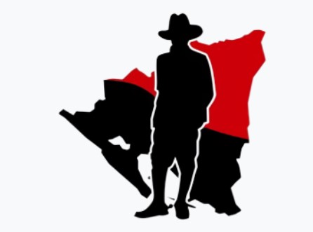 Map of Nicaragua with Sandanista silhouette