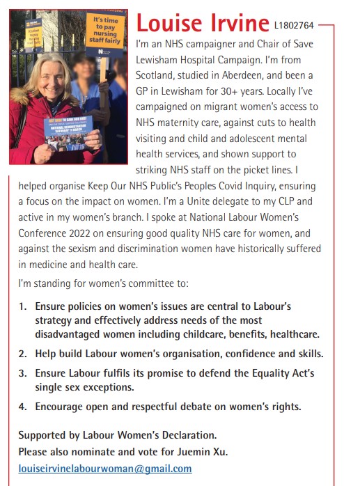 Louise Irving's candidate statement