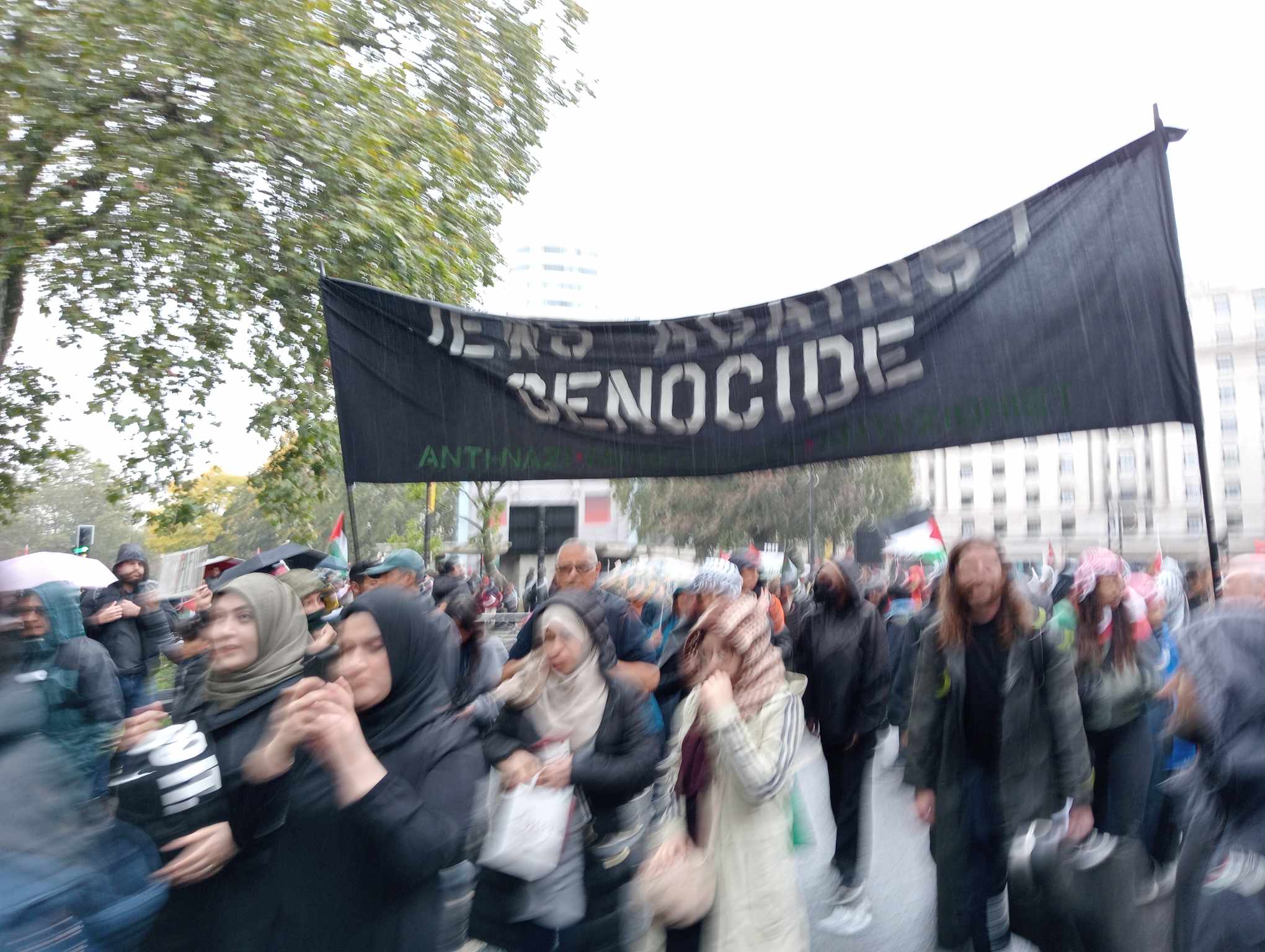 March banner 'Jews against genocide'