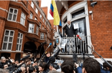 Assange at the Equadorian Embassy
