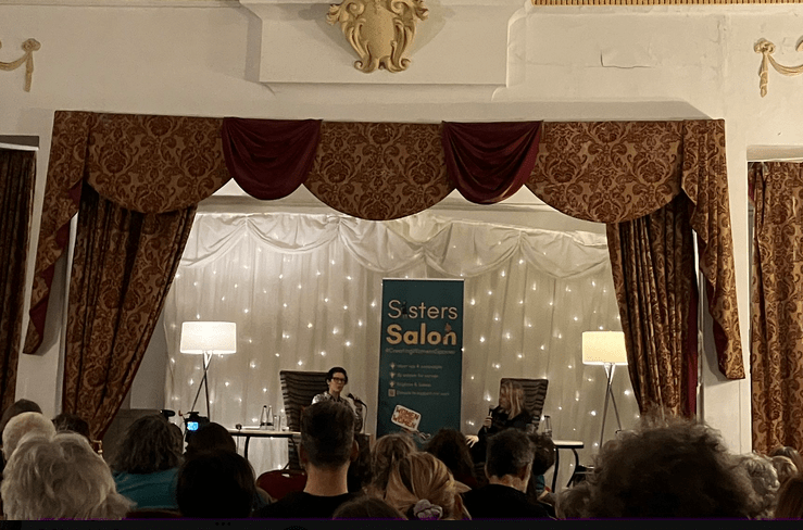Hannah Barnes and Helen Lewis in discussion at The Old Ship hotel