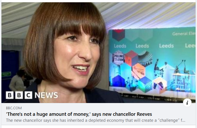 Rachel Reeves, new chancellor, promises er - not much