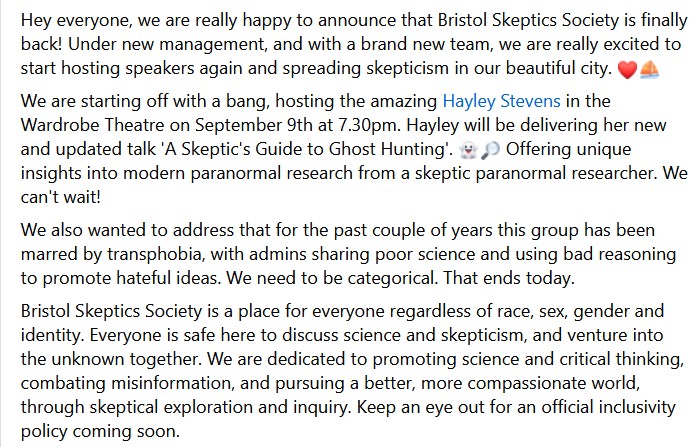 Post by the Bristol Skeptics Society