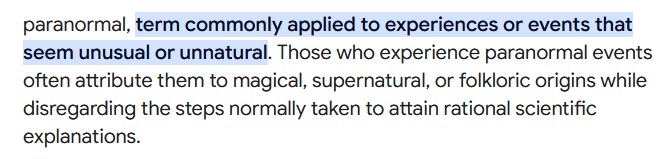 Definition of paranormal