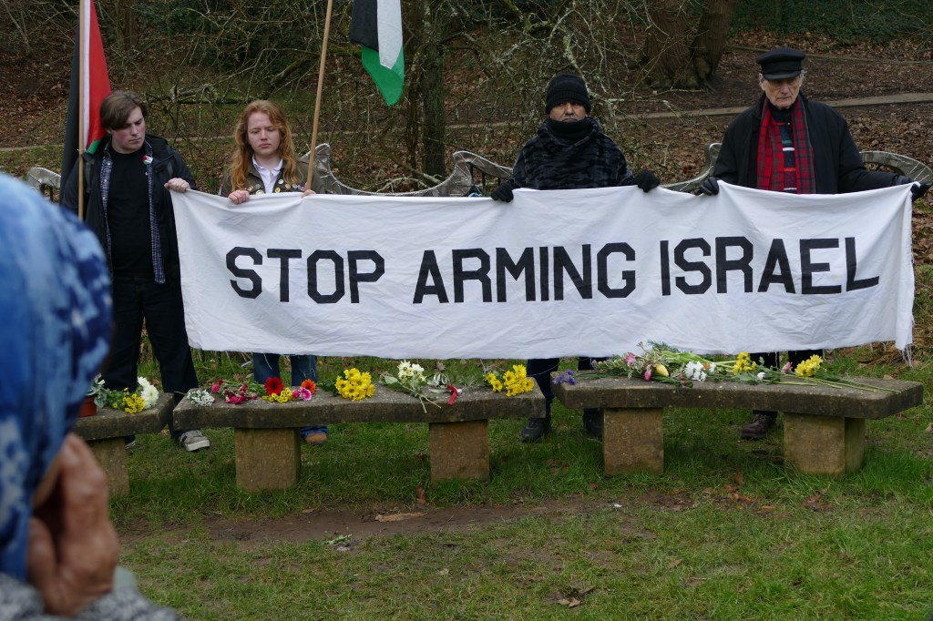 Banner STOP ARMING ISRAEL
