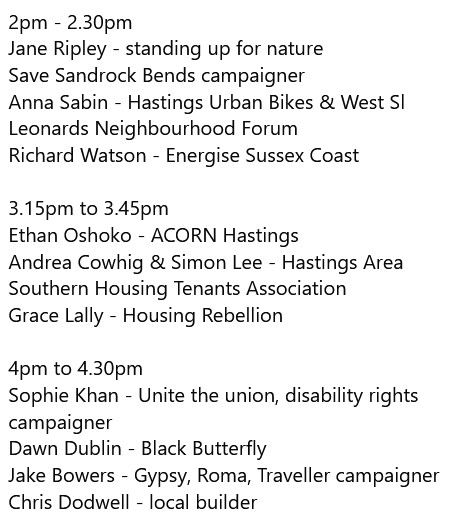 Speakers' tent schedule