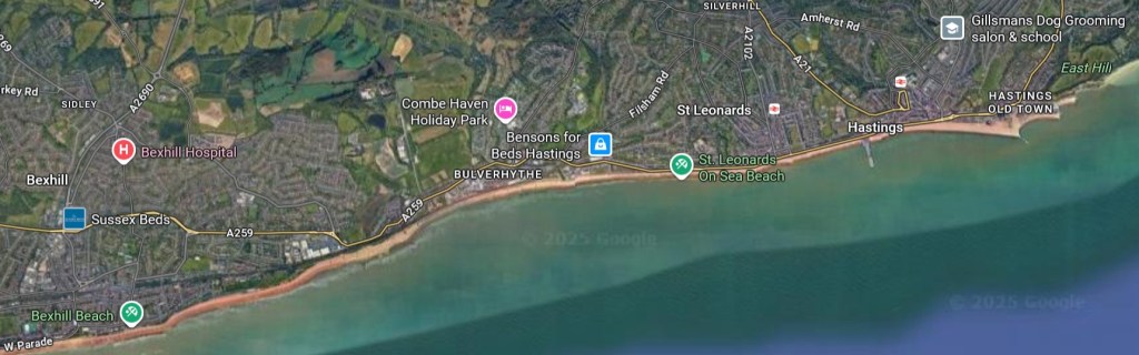 Route from Hastings Old Town to Bexhill De La Warr pavilion