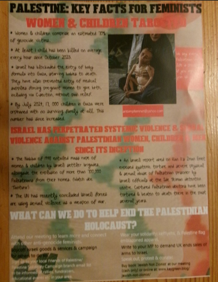 Leaflet The Anti-Imperialist Feminist Network presents Palestine Liberation is a Feminist Issue
