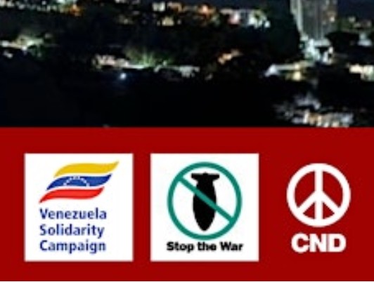 Detail of event invite showing logos of VSC, Stop the War and CND