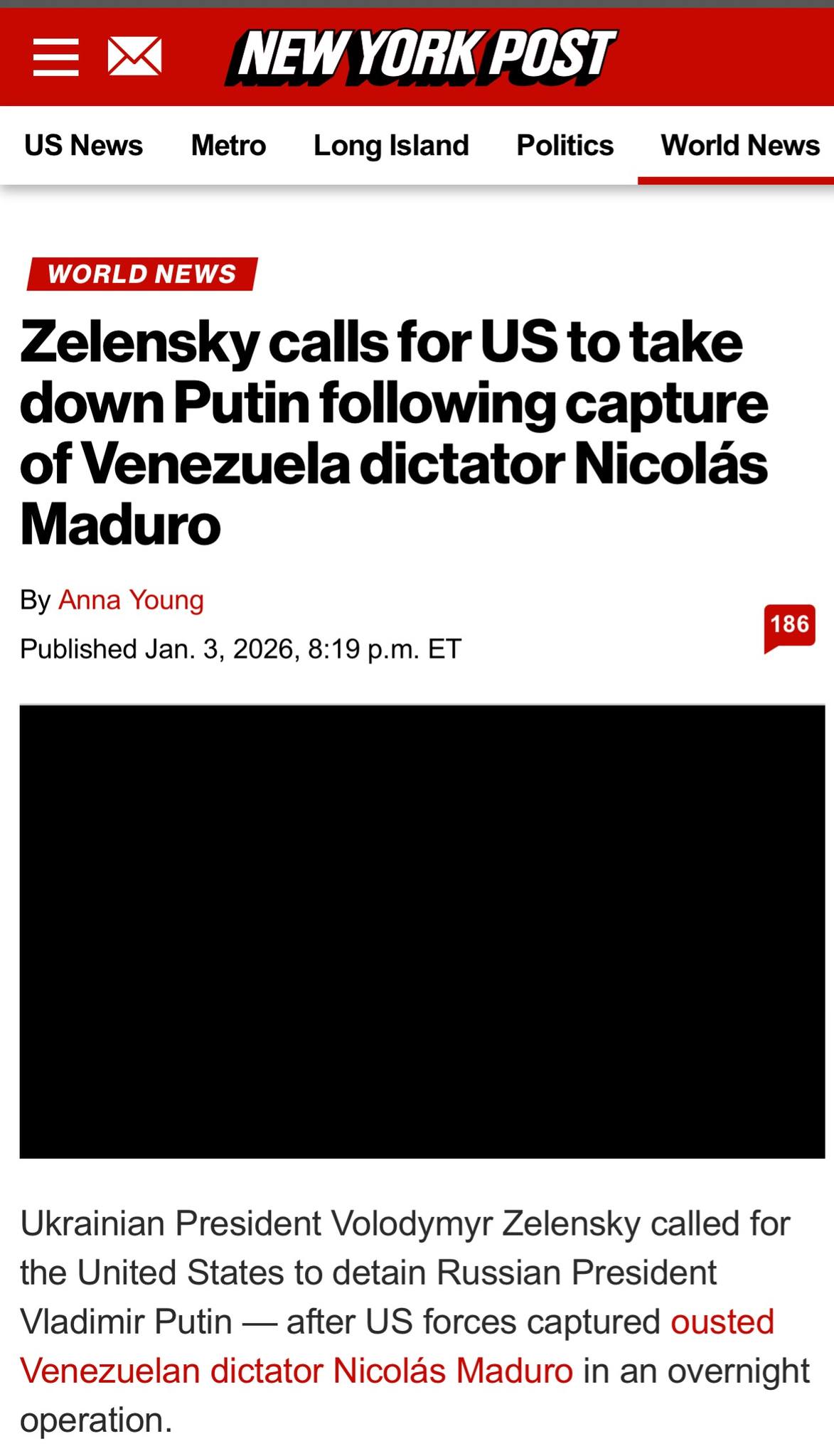 Zelensky response to kidnap of Maduro