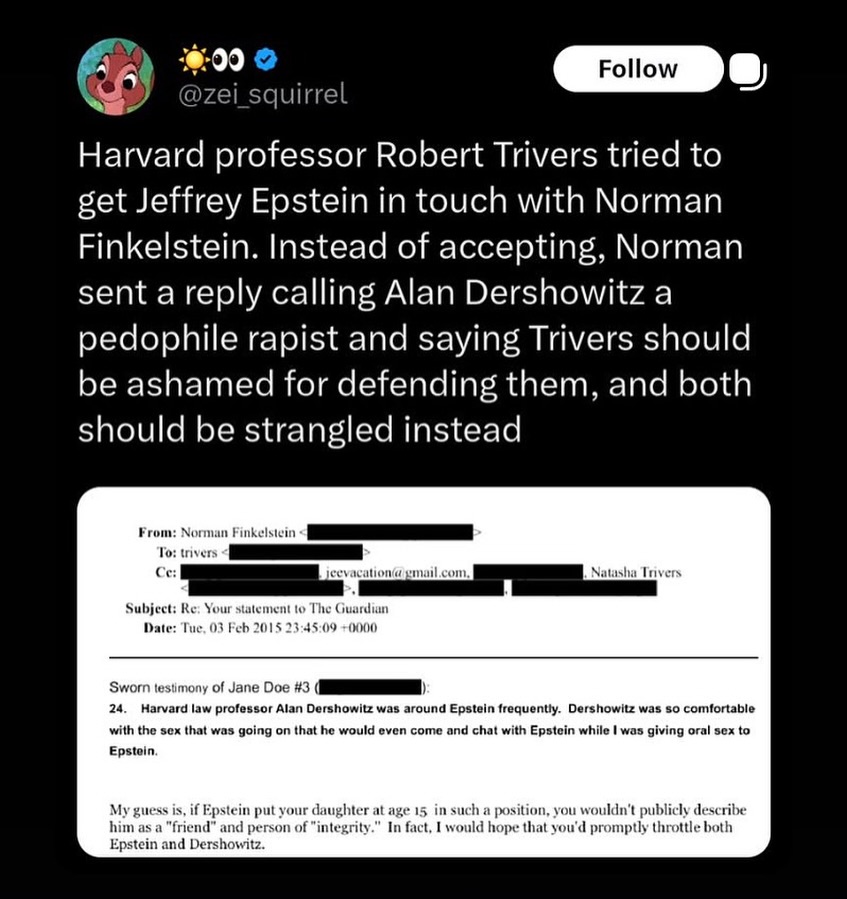 Finkelstein rejects offer of intro to Epstein