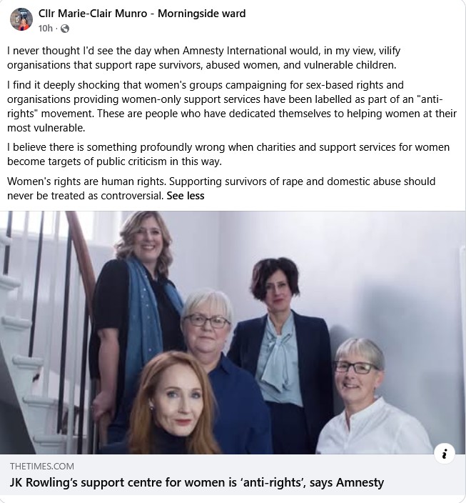 Tory cllr's post re Amnesty