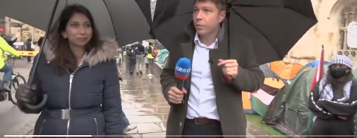 Braverman and GB News interviewer at the encampment