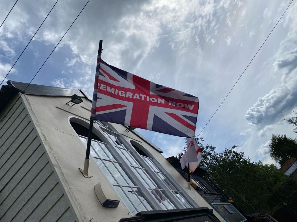 Reimmigration now flag outside shop